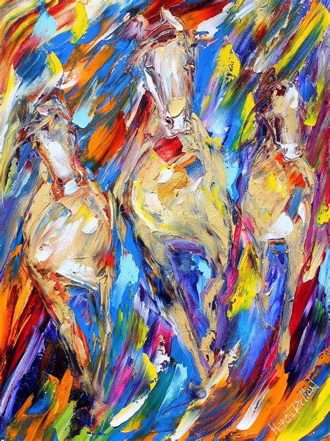 Abstract Wild Horses Painting By Karen Tarlton