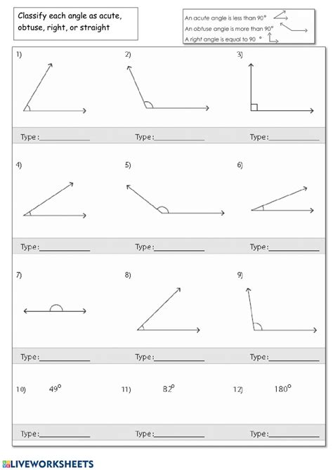 Classify Angles - Interactive worksheet