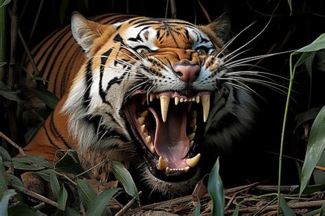 Premium Ai Image A Tiger With Its Mouth Open