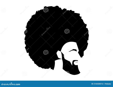 African Black Man Portrait With Afro Curly Design Barber Shop And