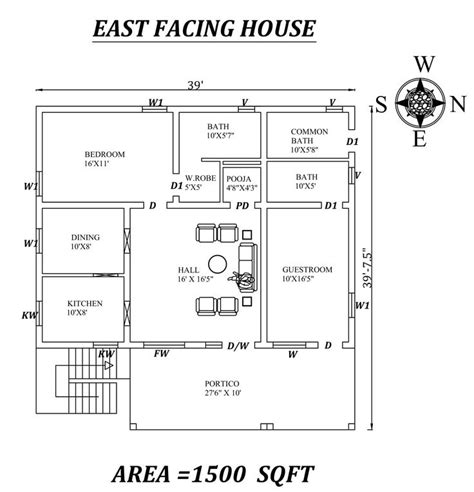 39x39 Amazing 2bhk East Facing House Plan As Per Vastu Shastra