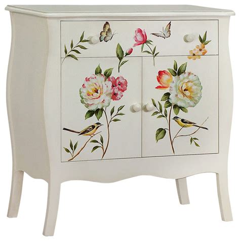 Floral Gardens Hand Painted Cabinet Traditional Accent Chests And