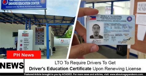 Lto To Require Drivers To Get Drivers Education Certificate Upon
