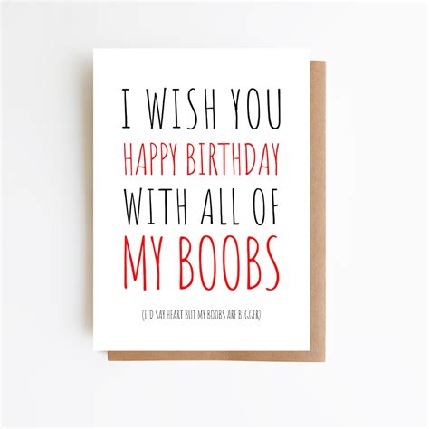 I Wish You Happy Birthday With All Of My Boobs Card Funny Etsy