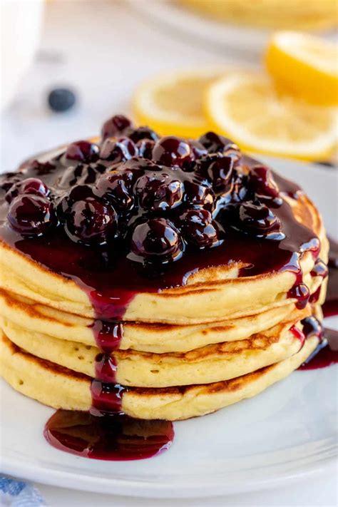 Lemon Ricotta Pancakes With Blueberry Sauce Valeries Kitchen