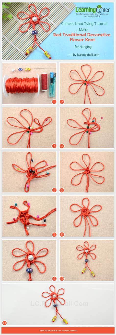 Chinese Knot Tying Tutorial Make Red Traditional Decorative Flower Knot