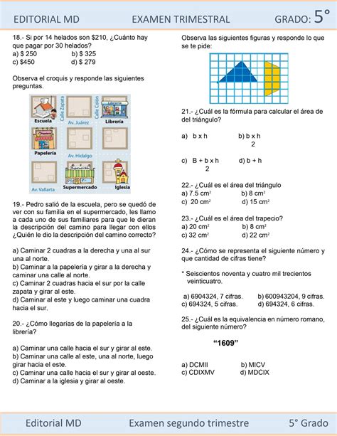 Examen Trimestral Quinto Grado De Primaria 2021 2022 Editables