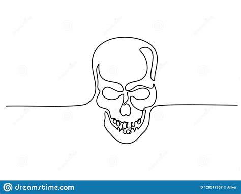 Abstract Human Skull Continuous One Line Drawing Stock Vector