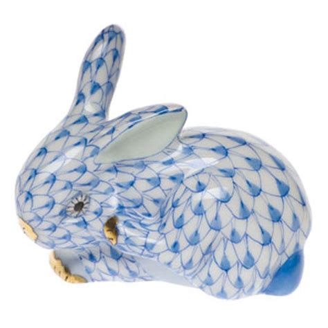 お手軽価格で贈りやすい 輸入市場オンラインストアherend Lounging Bunny Rabbit Figurine Blue