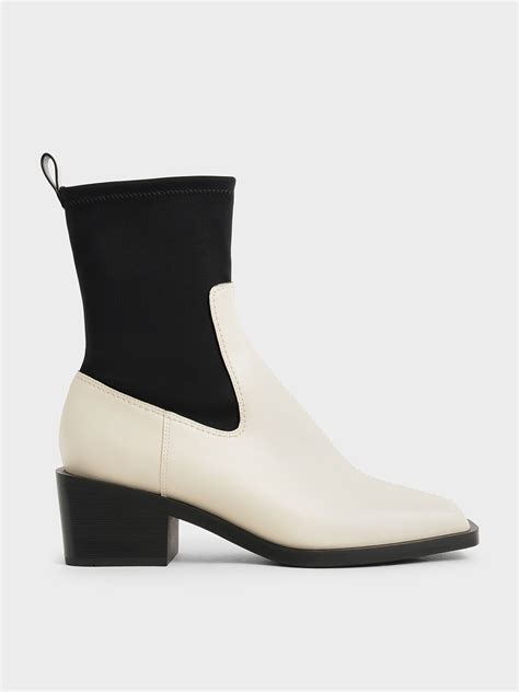 Chalk Two Tone Sock Boots Charles And Keith Se