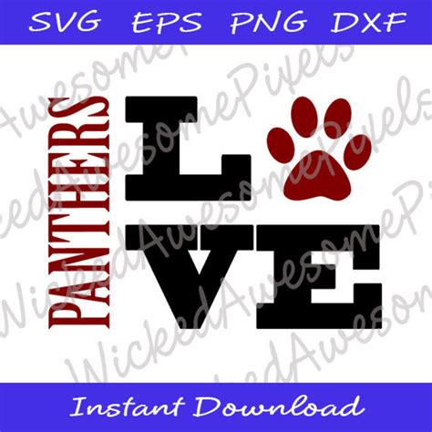 Panthers Svg School Team Svg Panther Love Panthers Cut Etsy