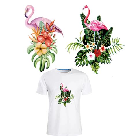 Pink Flamingo Heat Transfer Appliques Iron On Transfer Patches T Shirt