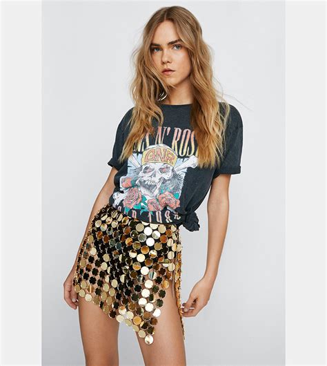 Buy Nasty Gal Disc Chainmail Sequin Mini Skirt In Gold Thstreet Uae