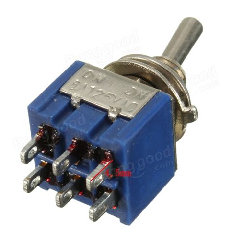 Double Pole Double Throw Dpdt 2 Way Mini Toggle Switch 6 Pin On On 6a
