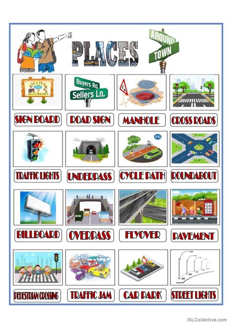 Places Around Town Pictionar English Esl Worksheets Pdf Doc