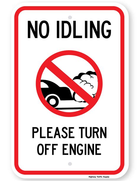 No Idling Please Turn Off Engine Sign Highway Traffic Supply