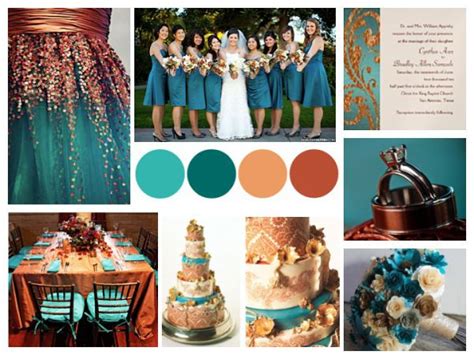 Copper And Teal Wedding From Mariell Teal Wedding Colors Fall Wedding