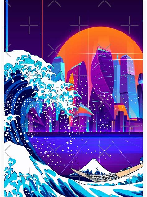 Synthwave Space The Great Wave Off Kanagawa Synthwavevaporwave