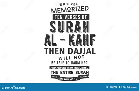 Whoever Memorized Ten Verses Of Surah Al Kahf Stock Vector