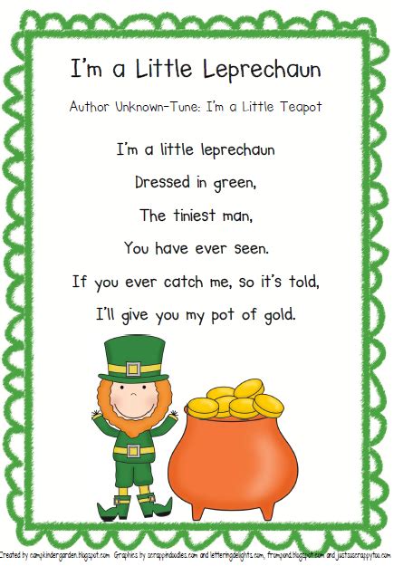 We'll pick some shamrocks, one, two, three. leprechaun poem | St patrick day activities, St patricks ...