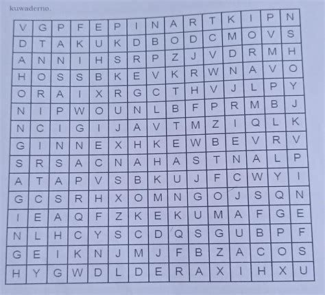 Pagtatasa Panuto Hanapin Sa Loob Ng Crossword Puzzle Ang Mga Salita