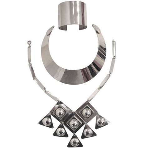 Mod Chrome 3 Piece Collection Collar Necklace Cuff At 1stdibs