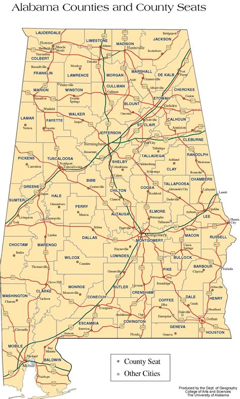 Printable Map Of Alabama Counties With Names Counties