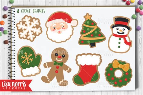 There are 22 color christmas cookies, each uniquely decorated with christmas themes! Christmas Cookies Clip Art Graphics By Lisa Norris ...
