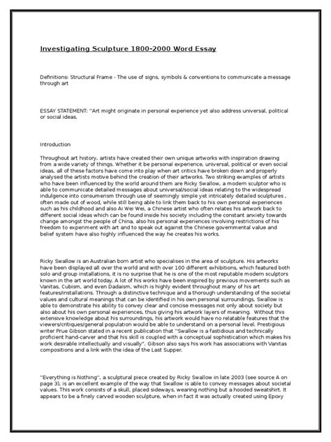 'theses') is a document written in support of an idea that is presented for discussion or disputation. investigating sculpture 1800 word essay | Sculpture | Works Of Art