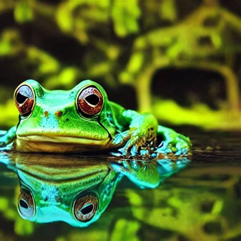 A Realistic Frog Wearing Glasses Pond Spectacles Atmospheric