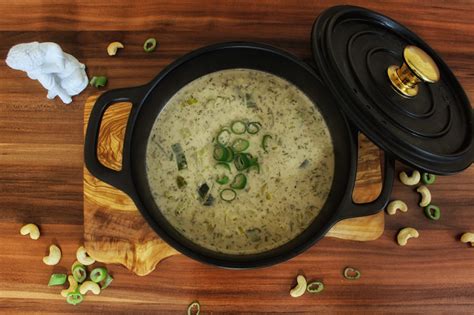 Vegane Käse - Lauch - Suppe mit vegetarischem Hack
