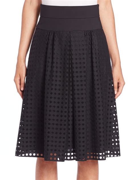 Lyst Akris Punto Dot Lace High Waist Midi Skirt In Black