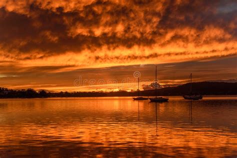 Orange Dawn Waterscape Over The Bay Stock Photo Image Of Travel