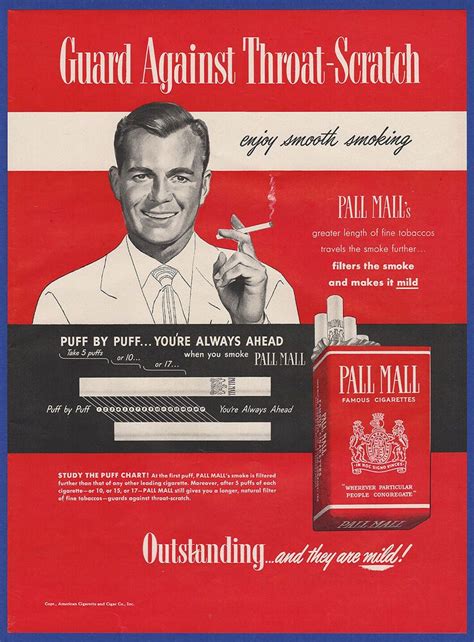 Vintage 1950 Pall Mall Cigarettes Tobacco Print Ad 50 S PallMall