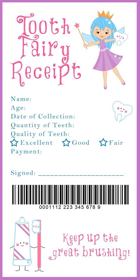 Tooth Fairy Receipt And Many Other Awesome Printables Xixi