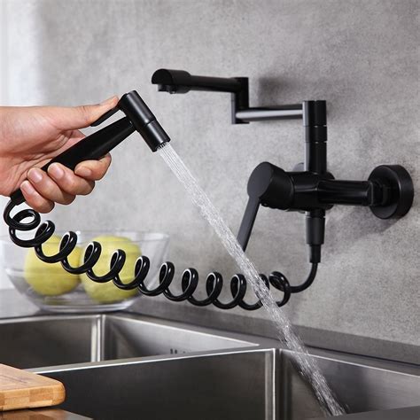 Wall mount kitchen faucets : Luxury Modern Single Handle Retractable Wall-Mount Pot ...