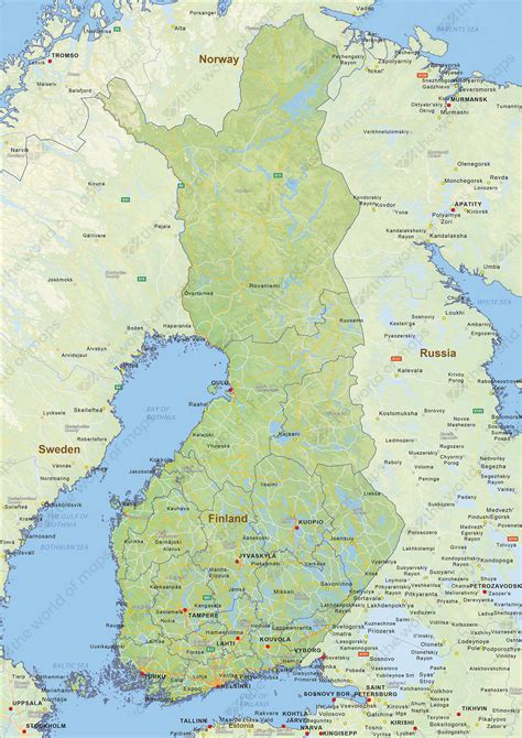 Digital Physical Map Of Finland 1431 The World Of