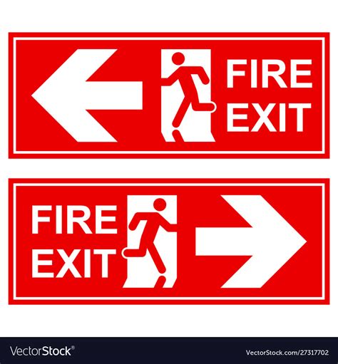Emergency Exit Sign Man Running Out Fire Vector Image