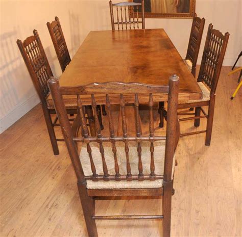 Shop for solid oak kitchen chairs online at target. Oak Kitchen Diner Chair Set Refectory Table and Spindleback Chairs