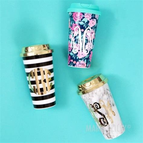 Monogrammed Travel Mug Marleylilly Mugs Cute Coffee Travel Mugs