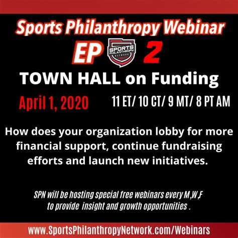 ✓ some information on sporting fundraisers are: Town Hall Meeting on Fundraising During COVID-19 Crisis ...