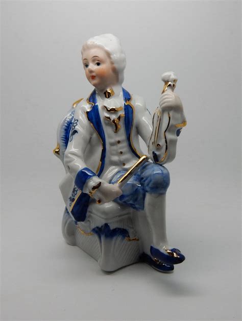 Vintage Blue And White Porcelain Figurine Good Etsy Retro Boho