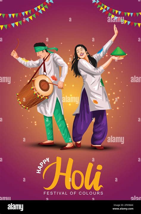 Happy Holi Festival Of India Culture Background Vector Illustration Of