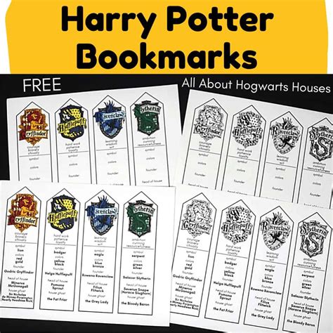 Harry Potter Bookmarks Hogwarts Houses Rock Your Homeschool