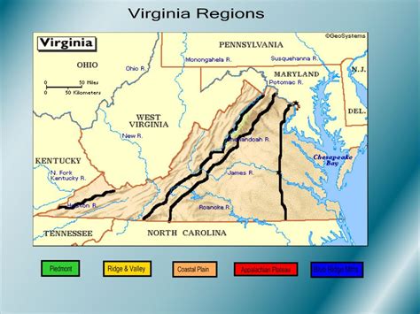Geographic Regions Of Virginia Map Us States Map