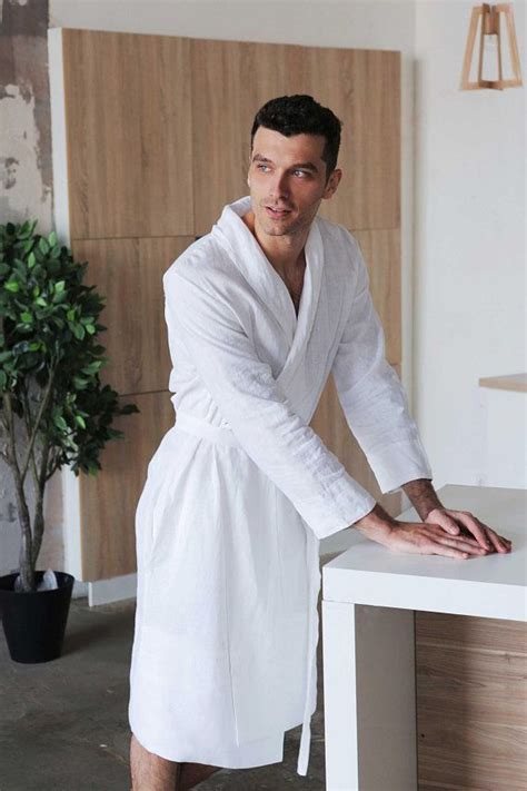 White Linen Bathrobe Natural Linen Robe Natural Bathrobe Gown For