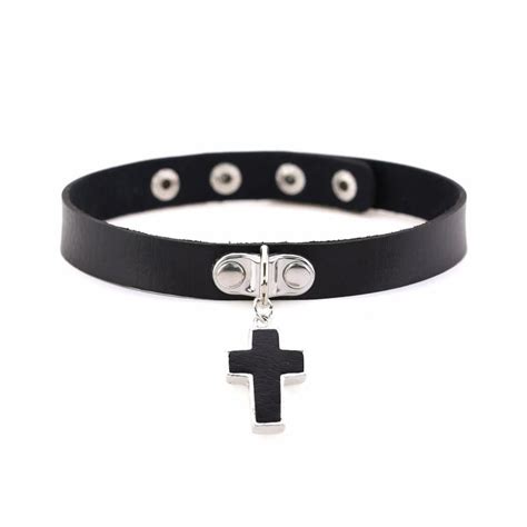 Gothic Black Cross Choker Necklace Innovato Design