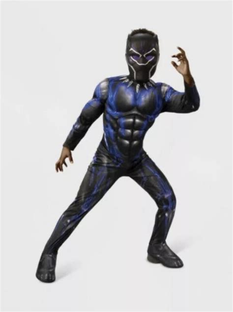 Disney Marvel Black Panther Muscle Light Up Battle Suit Child Costume