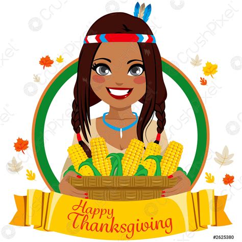 Thanksgiving Native American Woman Stock Vector 2625380 Crushpixel