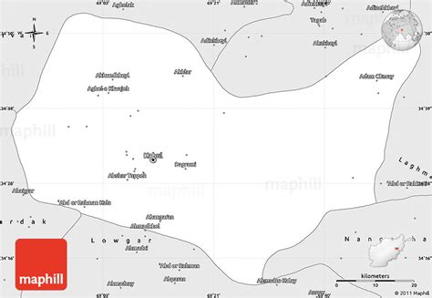 Kabul has a total area of 1,722.63 square miles (4461.6 km2). Silver Style Simple Map of Kabul